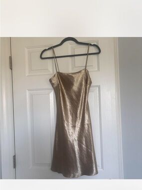 Skylar + Madison Gold Satin Mini Slip Dress